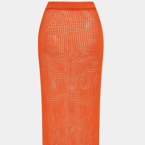 BRAND NEW Orange Knit Maxi Skirt - Picture 4 of 5